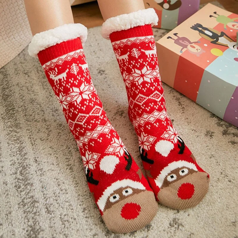 Women's Slippers for Home Warm Sock with Fur Short Plush Slippers Cartoon Bedroom Slippers Soft Indoor Shoes for Female