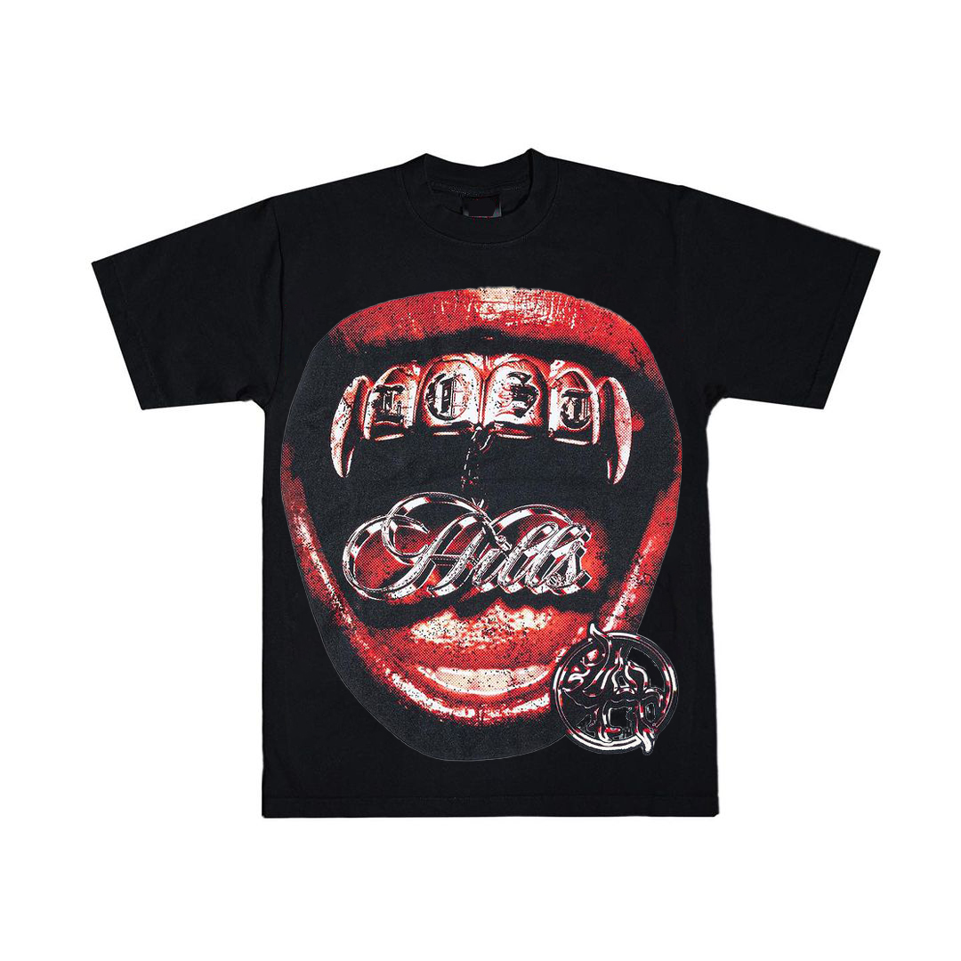 Lost In The Hills Mouth Graphics Cotton Short Sleeve T-Shirt - SOPULA