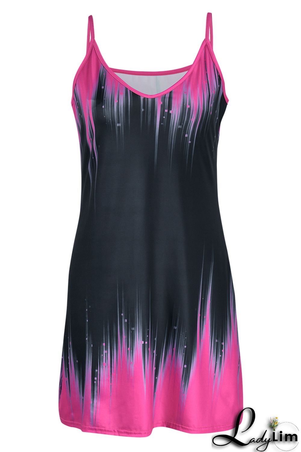 White Black Sexy Casual Print Backless V Neck Sling Dress