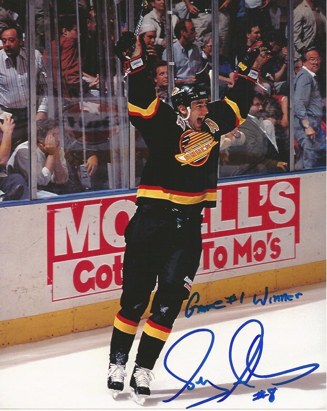 GREG ADAMS SIGNED VANCOUVER CANUCKS 8x10 Photo Poster painting w/PROOF - GAME 1 WINNER INSCRIBED