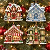 4pcs Christmas House Pearl Art Diamond Painting Pendant