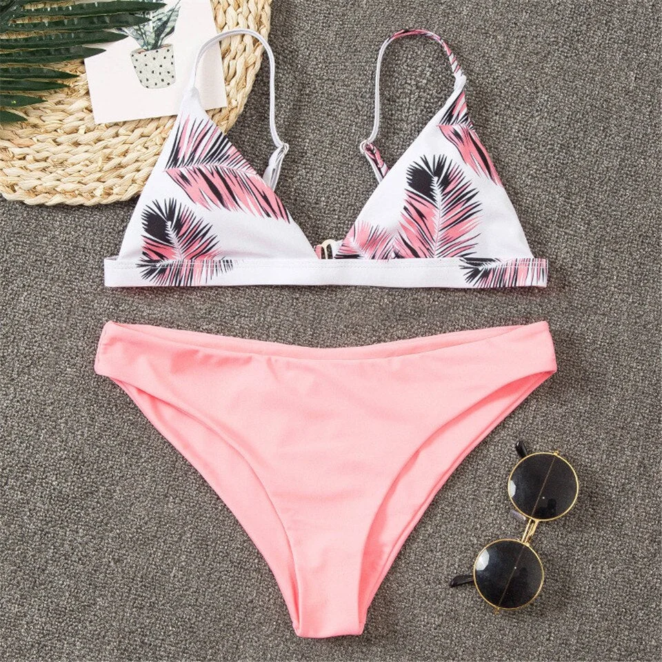 Sexy Women Bikinis Set Separate Swimsuit Printed Triangle Swimwear ...