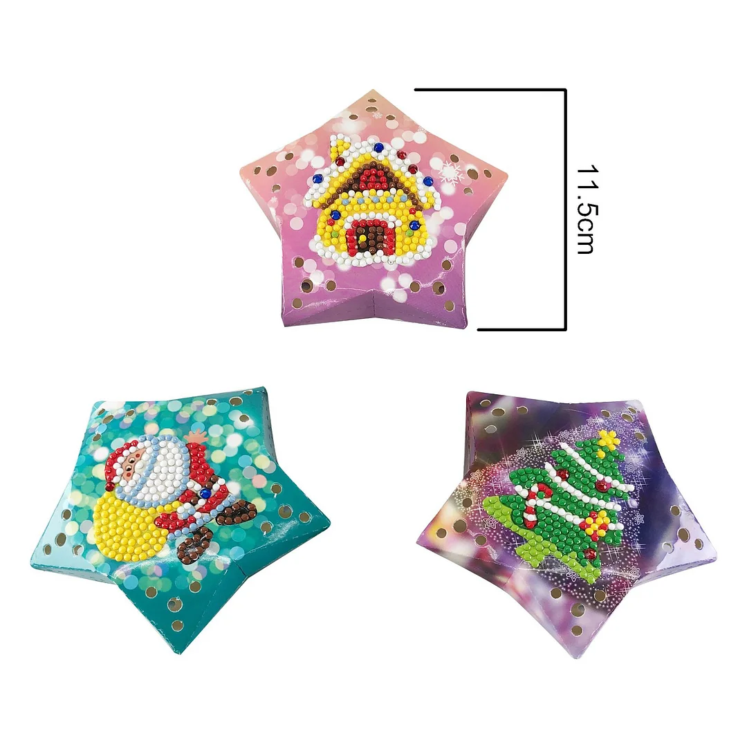 DIY Diamond Painting Christmas Tree LED Hanging Star Lights