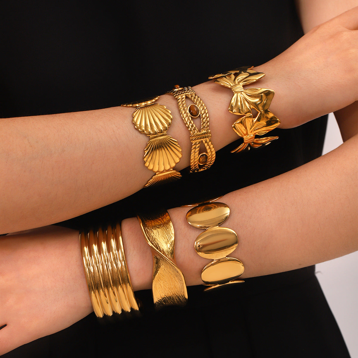 Ins Style Stainless Steel Bracelet 18K Gold-Plated Open Bracelet Titanium Steel Bracelet Female Jewelry