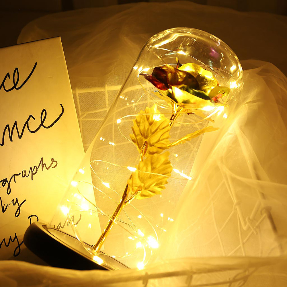 

Green Black Base LED Gold Foil Rose-Night Light, 501 Original