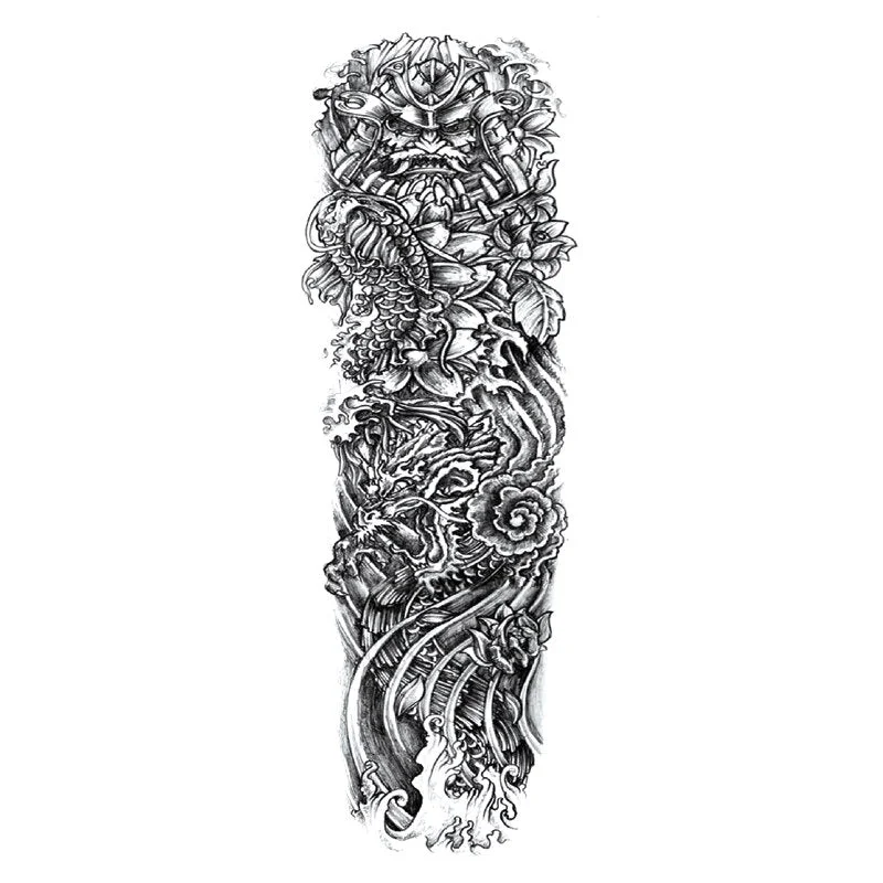Sdrawing Tattoos Arm Sleeve Man Skeleton Hand Tiger Fish Fox Animal Stickers Supernatural Fake Tattoo Evil For Men Waterproof 1028-0