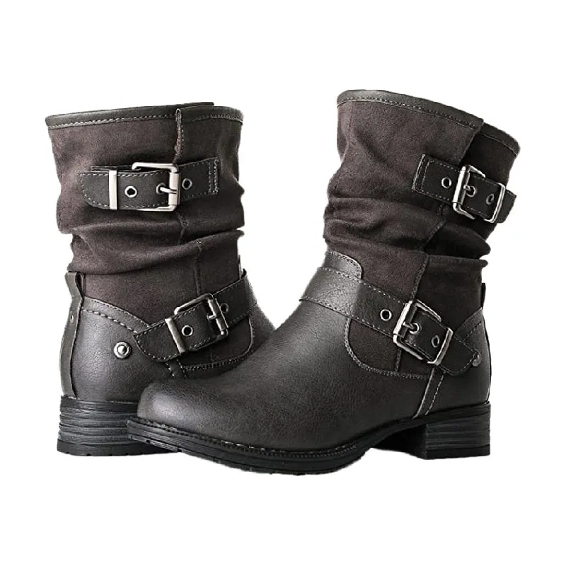 Women's Autumn Ankle Boots 2022 Fashion Leopard Side Zipper Size 43 Booties Women Belt Buckle Martin Boots Low Heel Botas Mujer