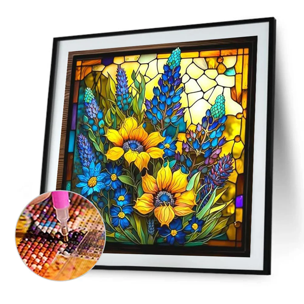 Diamond Painting - Full Round - Stained Glass Sunflower(45*45cm)