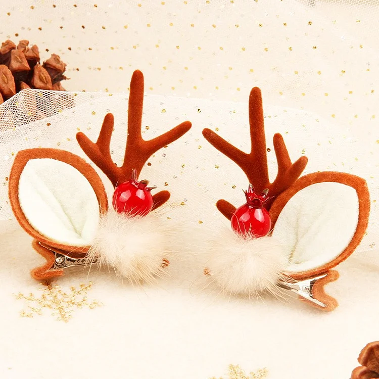 Navidad-Unidad de 2 piezas de horquillas de pelo con adornos navideños.