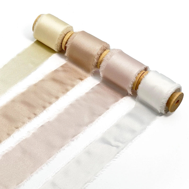 Satin Hand Ripped Burr Cloth Strip Ribbon New Year Ribbon Soft Decorative Hair Ribbon Flowers Ribbon Christmas Ribbon