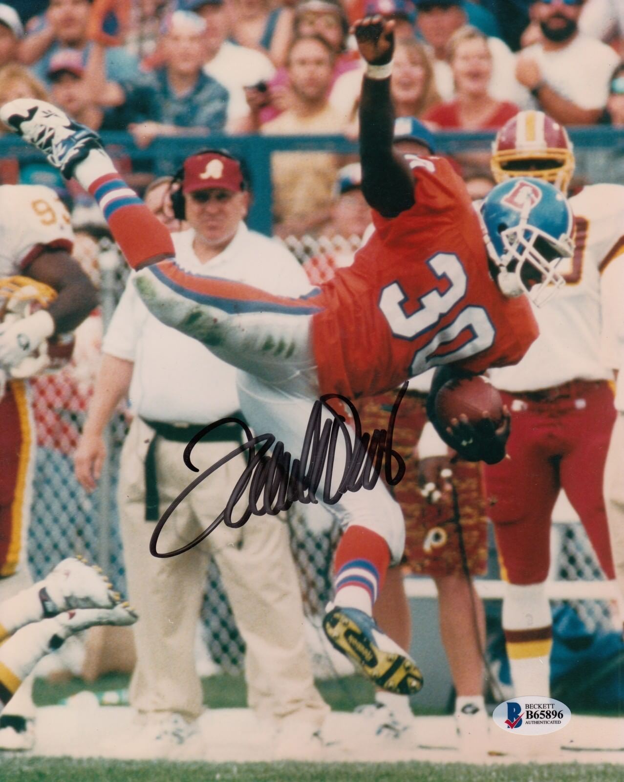 Terrell Davis #0 Signed 8x10 Photo Poster painting Beckett Certified Denver Broncos 032518