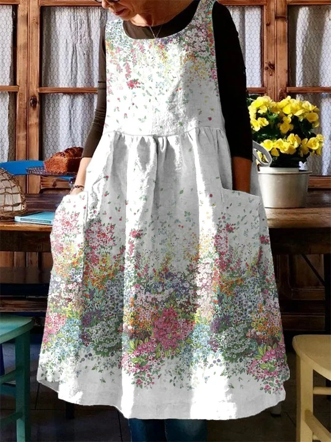Vintage Floral Pocket Dress