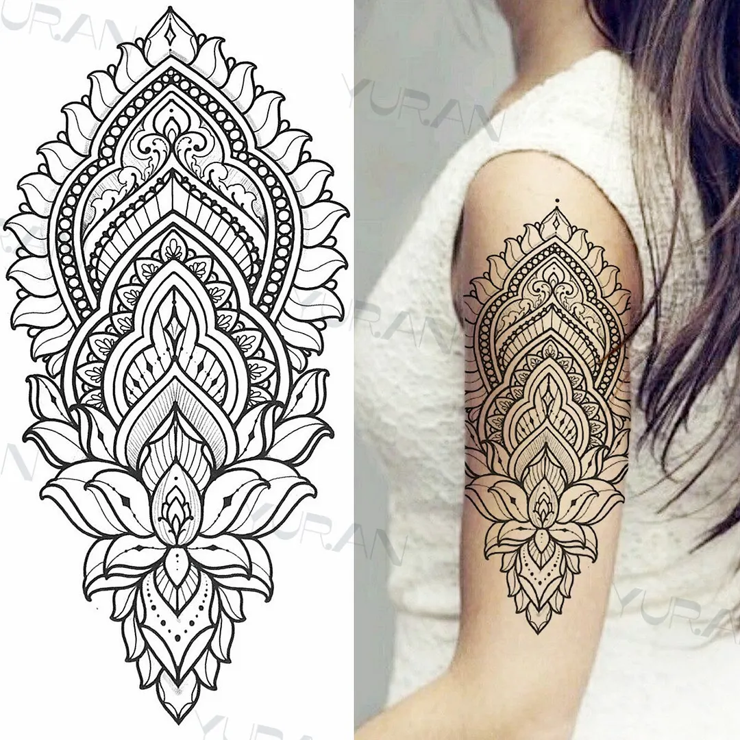 Sdrawing Tiger Flower Temporary Tattoo For Men Adult Fake Cat Dragon Tiger Eagle Wolf Tattoo Sticker Water Transfer Tatoo Paste