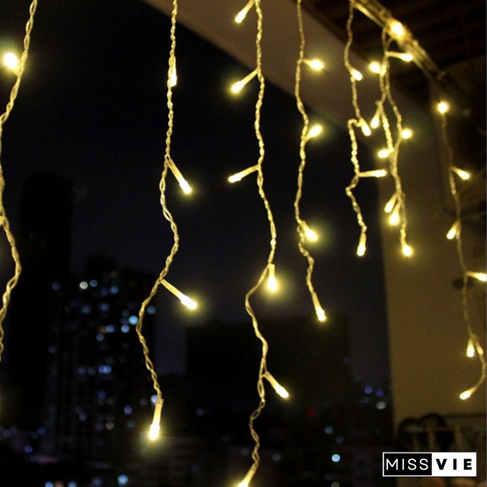 5M Christmas LED Curtain Icicle String Light Droop 0.4-0.6m Party Garden Stage Outdoor Waterproof Decorative Fairy Light