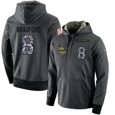 NFL Men's  Minnesota Vikings #8 Sam Bradford Stitched Black Anthracite Salute to Service Player Performance Hoodie