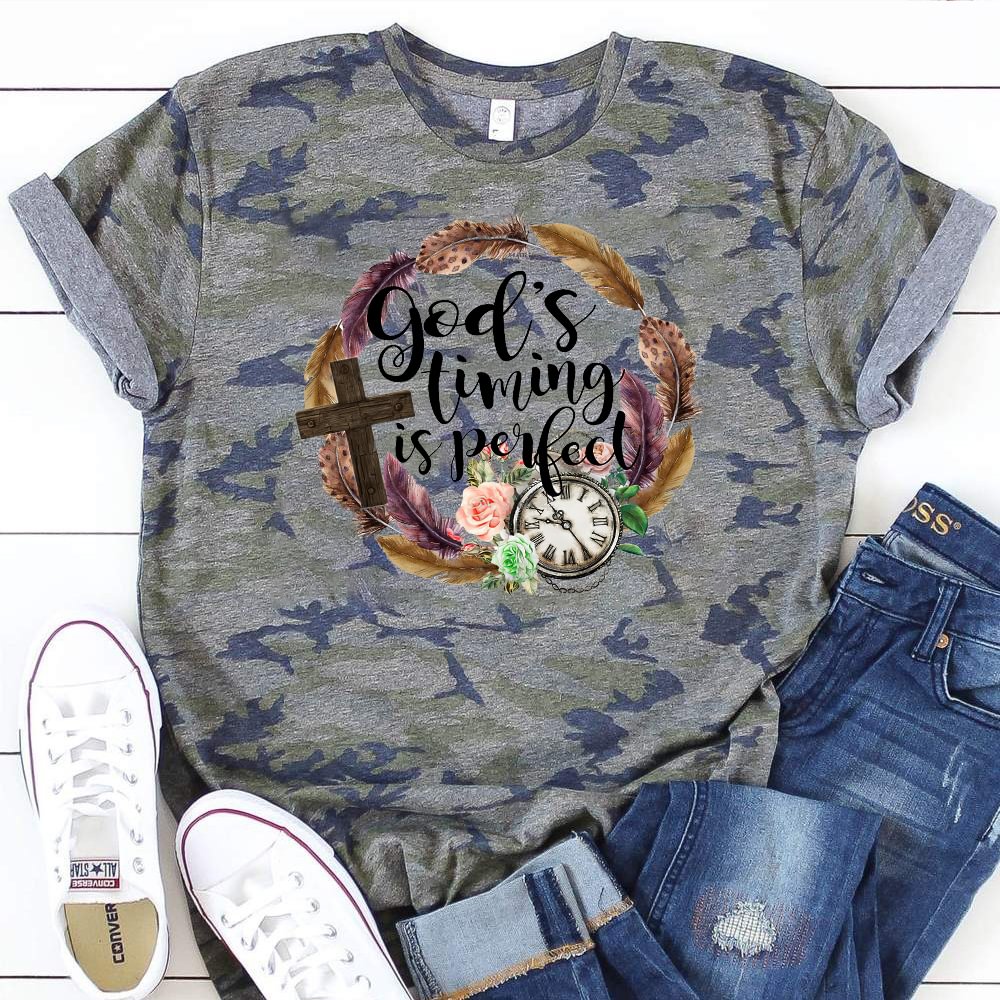 God's timing is perfect faith graphic tees
