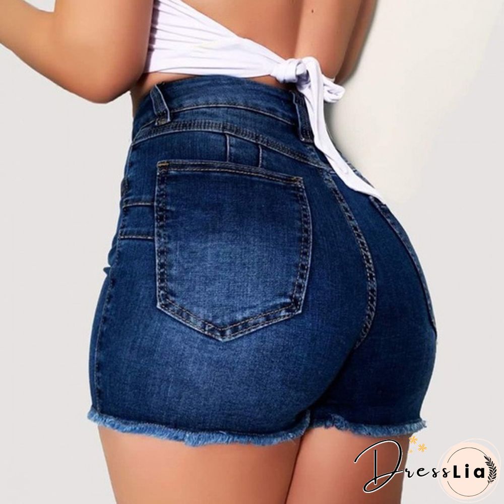 Women Fashion New Denim High Waist Shorts Hot Shorts Washed Jeans Summer Short Pants