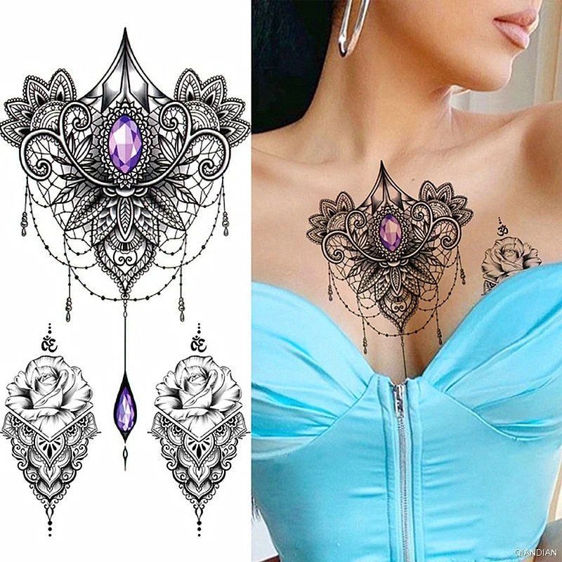 Watercolor Arm Letter Temporary Tattoos Sleeve English Word Lip Print Feather Decorate Realistic Fake Body Women Totem Sticker