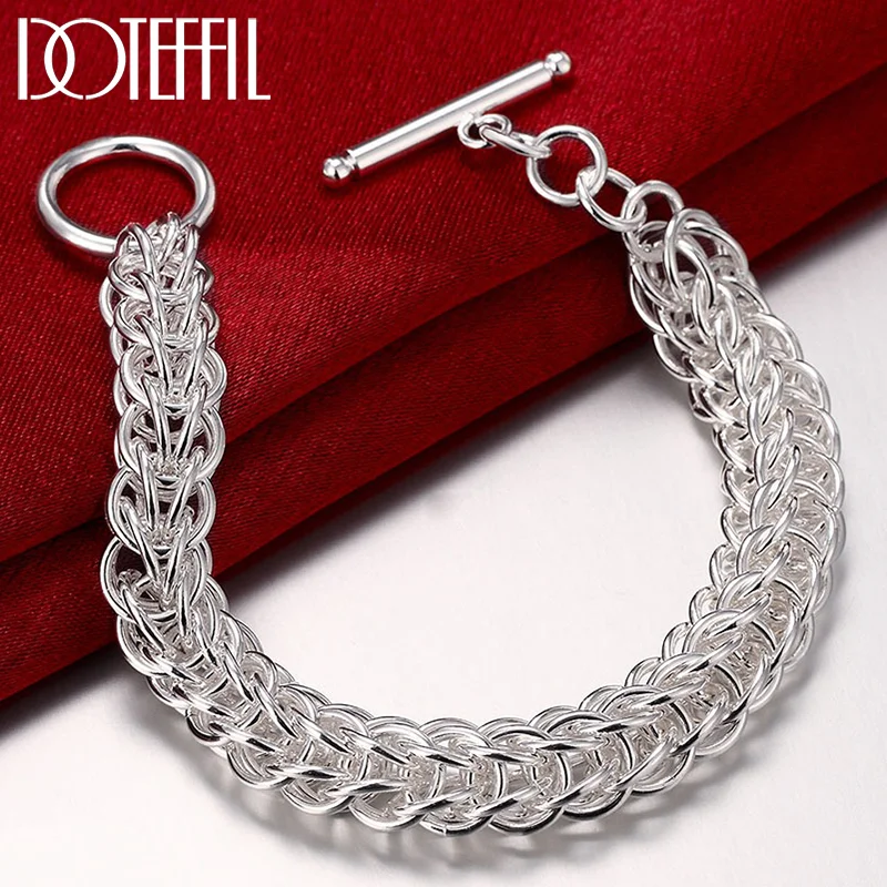 DOTEFFIL 925 Sterling Silver Multi-circle Bracelet Chain For Woman Man Jewelry