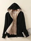 Women Coat Lamb Hooded Color Zipper Hoodie Sweater