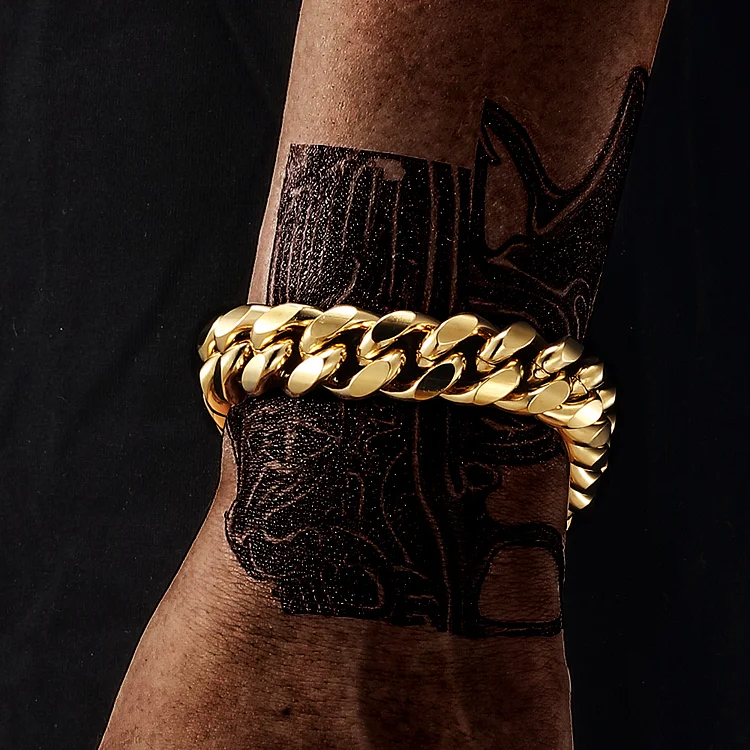8/10/12/14MM 14K Gold Plated Mens Miami Cuban Link Bracelet in Gold Silver