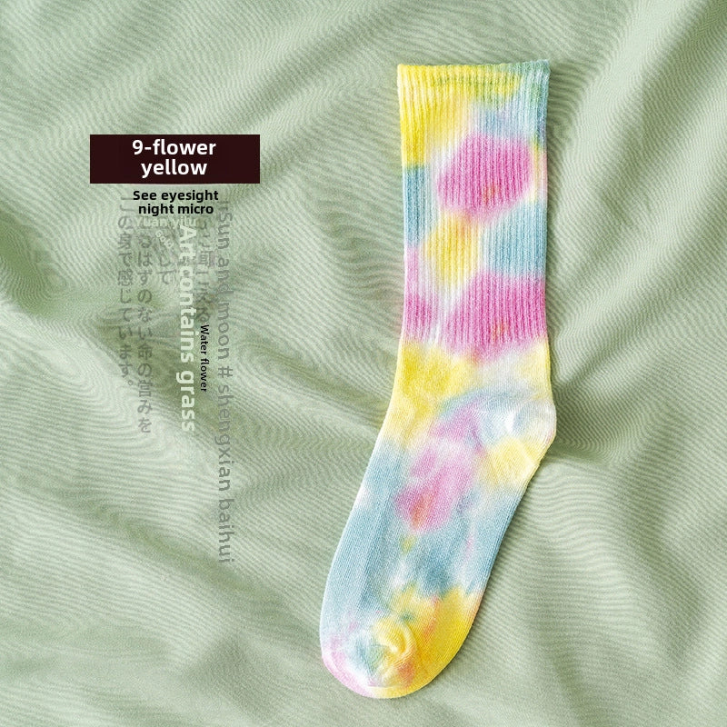 Tie-dyed Mid-tube Cotton Socks Street Trendy Socks Socks Women’s Gradient Fashion Sports Personality Tide