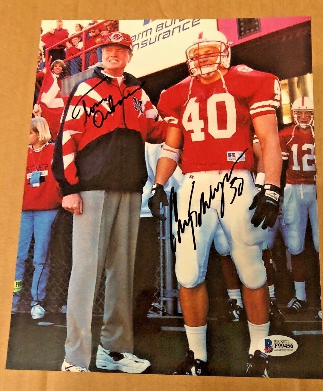 TOM OSBORNE-COREY SCHLESSINGER SIGNED 8X10 Photo Poster painting BECKETT CERTIFIED