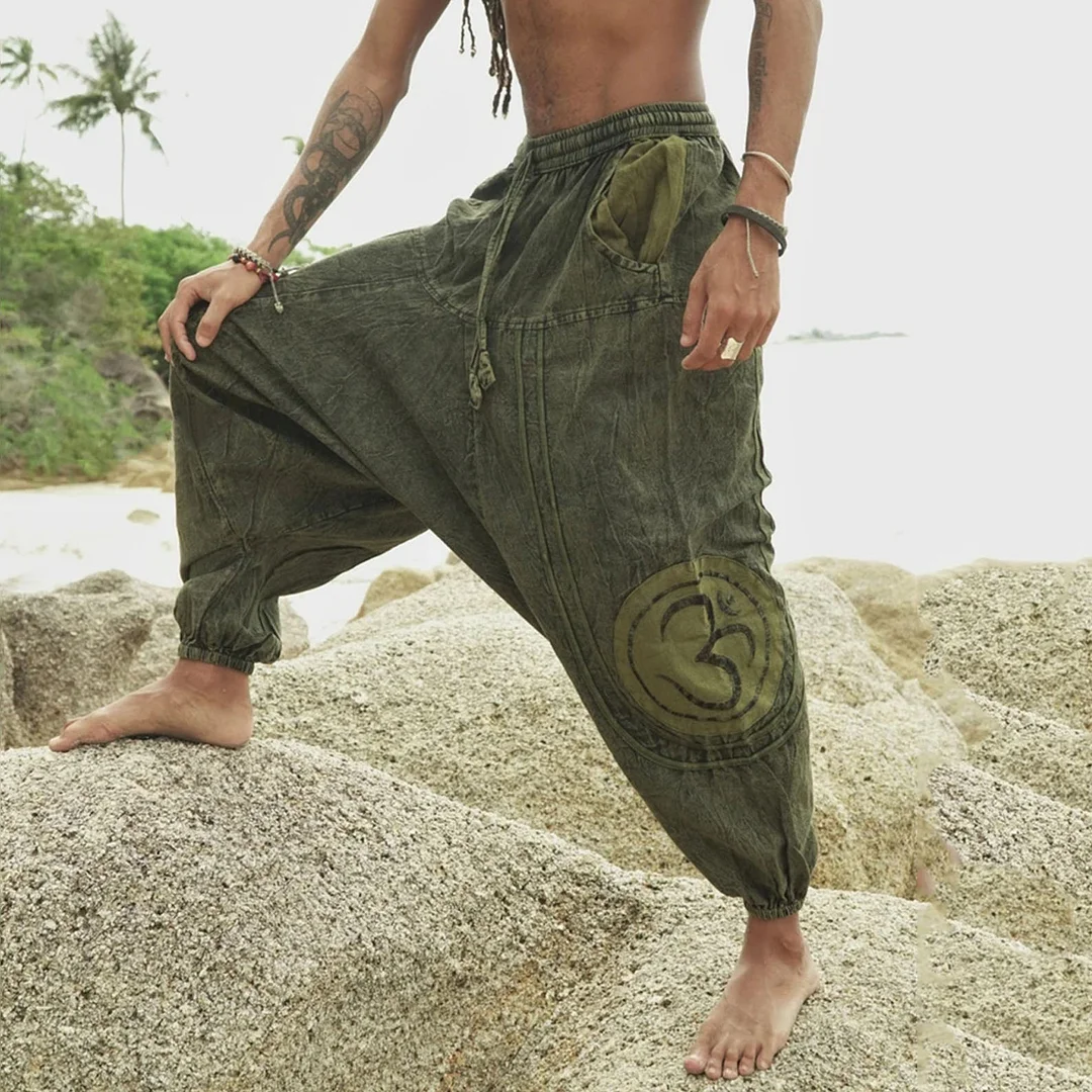 Mens Harem Pants Casual Cotton Linen Baggy Loose Oversized Yoga Hippy  Trousers L | eBay