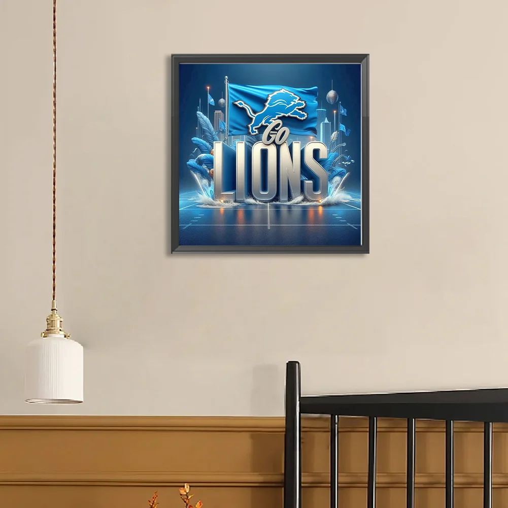 Diamond Painting - Full Round Drill - Detroit Lions(Canvas|40*40cm)