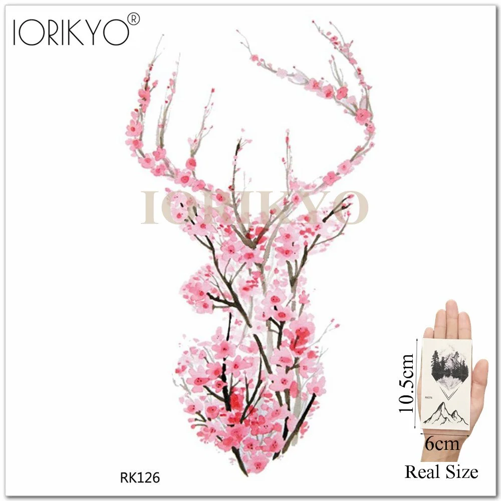 IORIKYO Sexy Watercolor Henna Flower Temporary Tattoo Stickers Women Arm Lotus Waterproof Tatoo Girls Fake Tattoo Small Chest