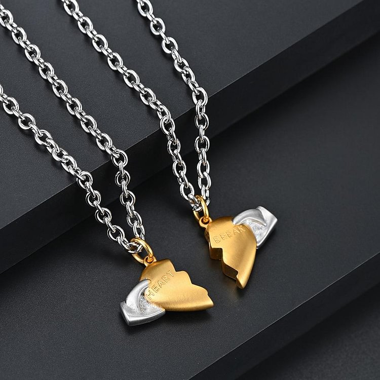 Custom Gift Magnetic Heart Broken Necklace for Couples BFF-Mayoulove