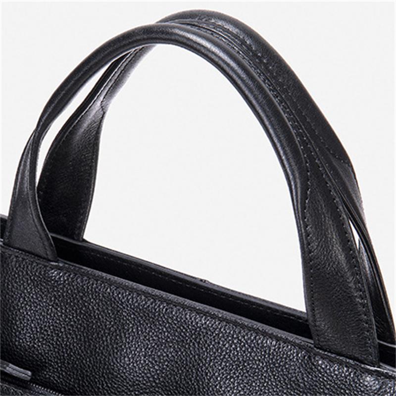Men's Genuine Leather Casual Business Handbag Solid Color Crossbody Bag