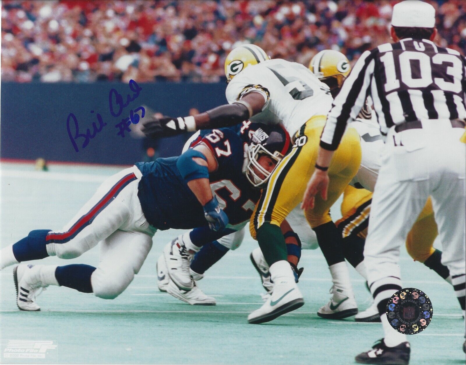 Autographed 8x10 Billy Ard New York Giants Autographed Photo Poster painting - w/COA