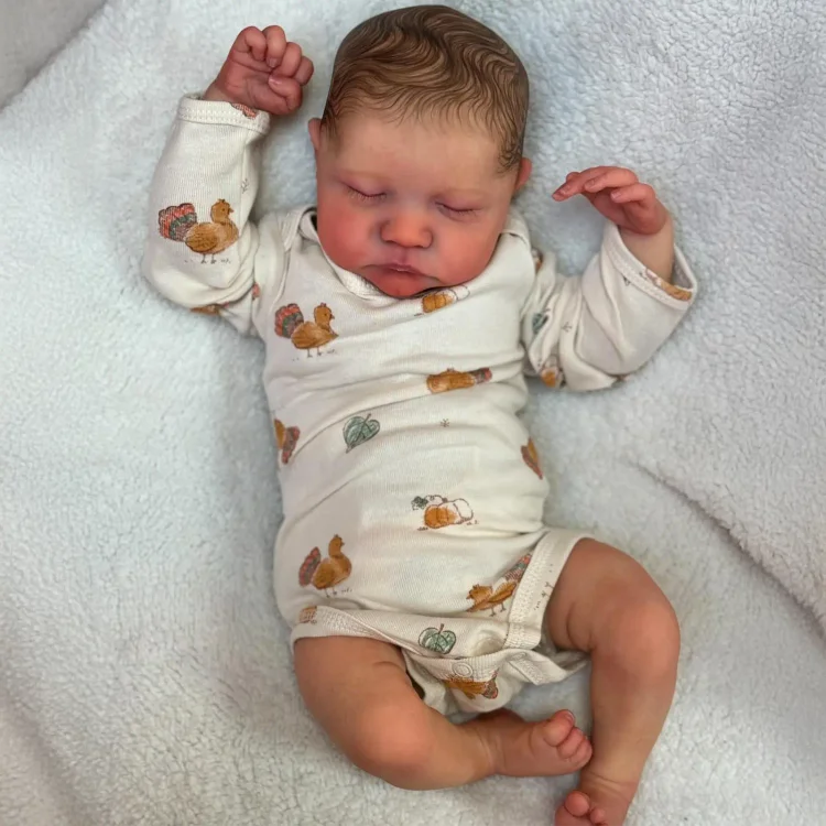 20" Newborn Lifelike Sleeping Baby Hand-painted Hair Doll Boy Fatian with Heartbeat💖 & Sound🔊：Realistic Reborn Baby Dolls By Rsgdolls®