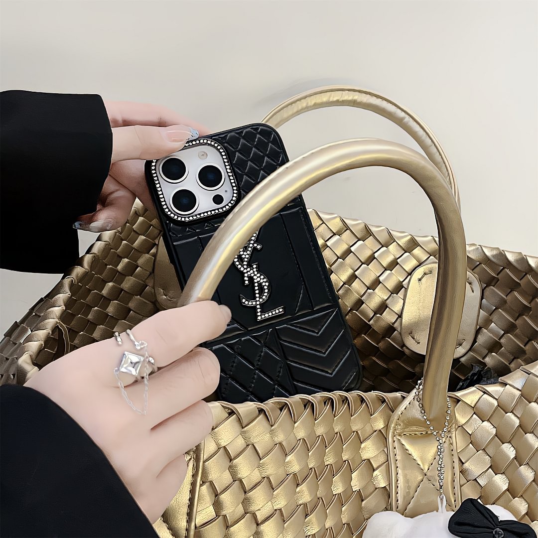 YSL New Lambskin Shiny Diamond Eye-catching Apple iPhone Case