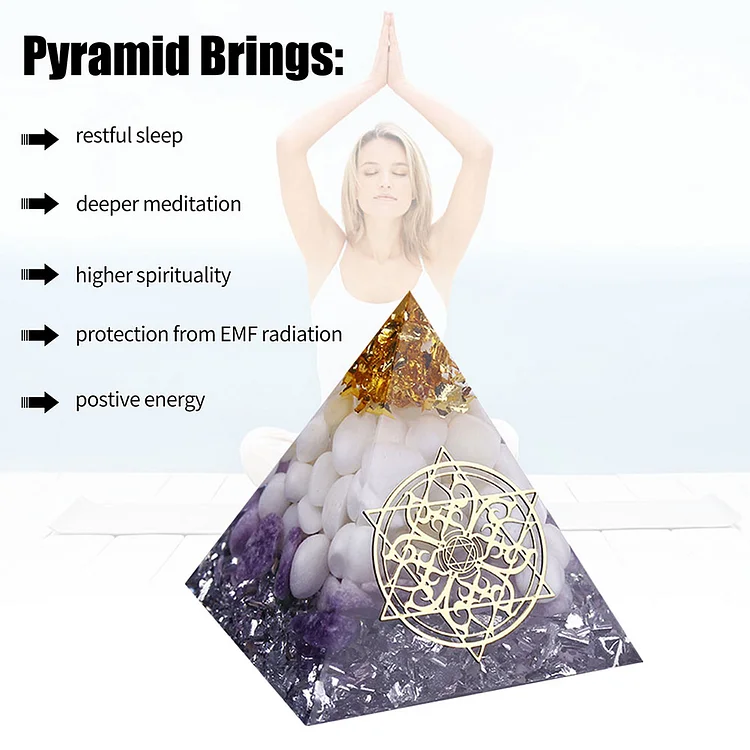 Crystal Pyramid Healing Energy Meditation Crystals Home Office Decor (A)