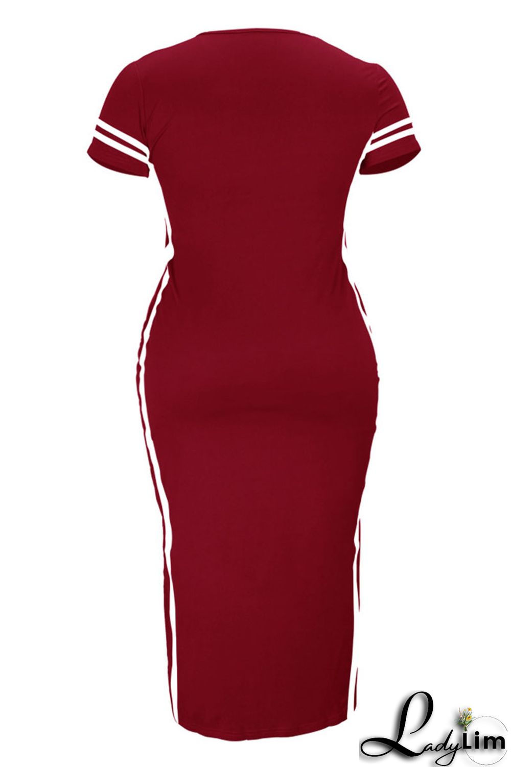 Tibetan Blue Fashion Casual Plus Size Print Slit O Neck Short Sleeve Dress