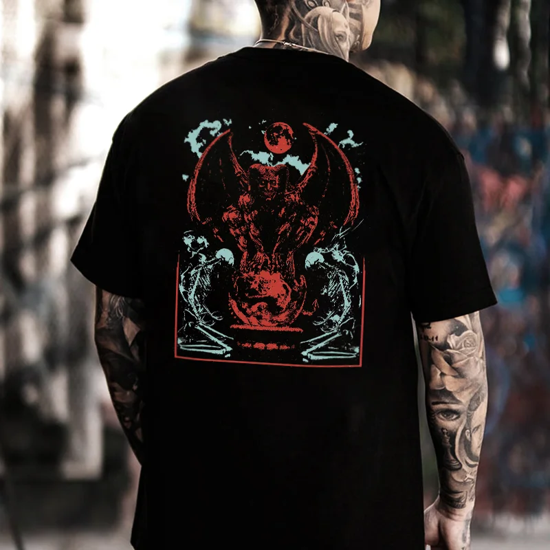 Horrible Goat-Headed Demon Printed Men's T-shirt -  