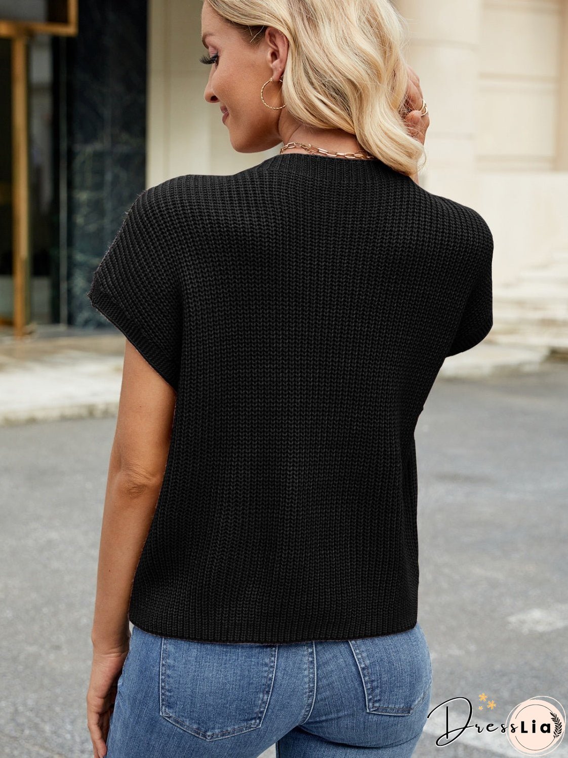Round Neck Short Sleeve Sweater