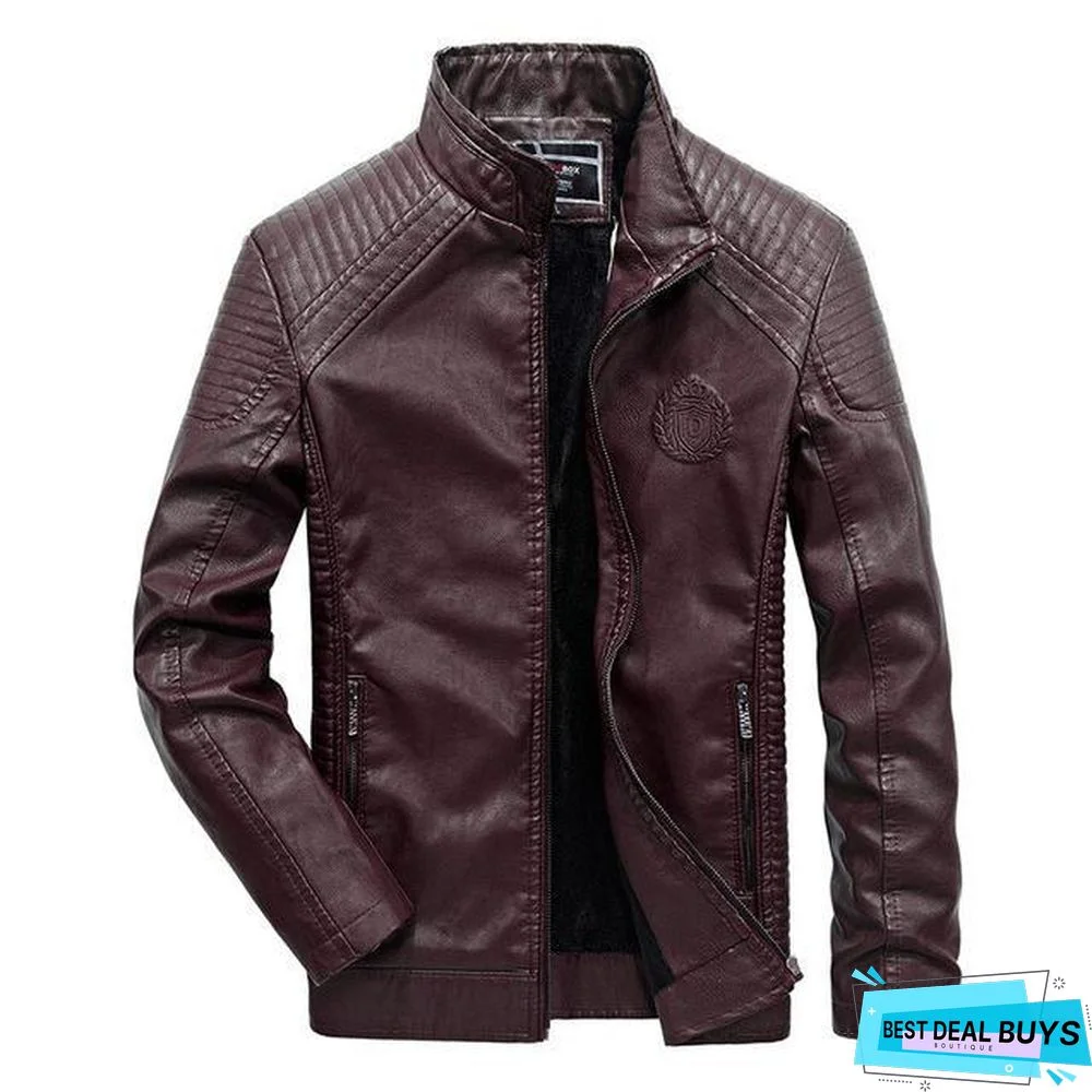 Men Leather Jackets Winter Jacket Classic Motorcycle Style Inside Thick Coats Leather Jacket