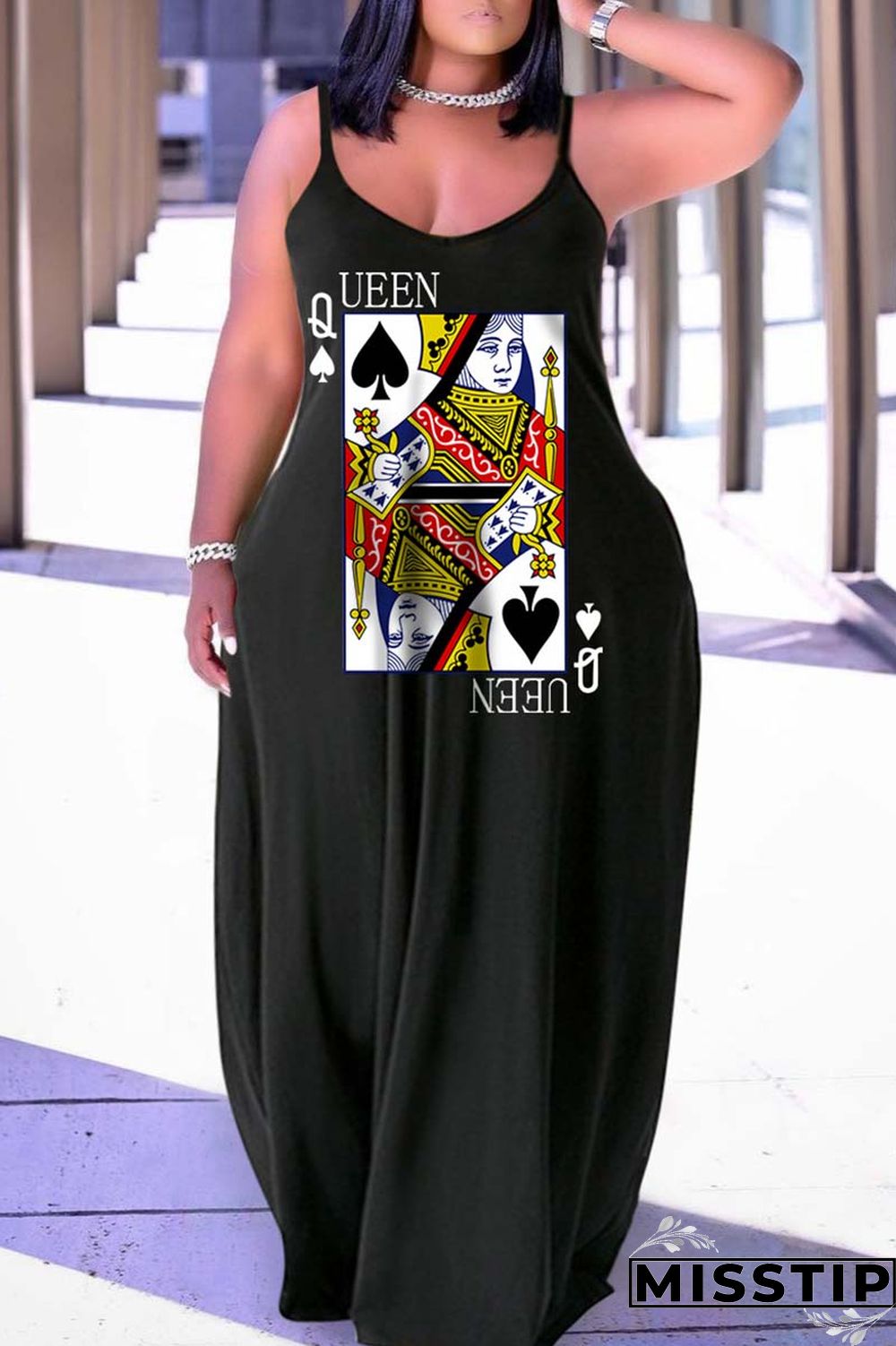 Blue Sexy Casual Print Backless Spaghetti Strap Long Dress Dresses