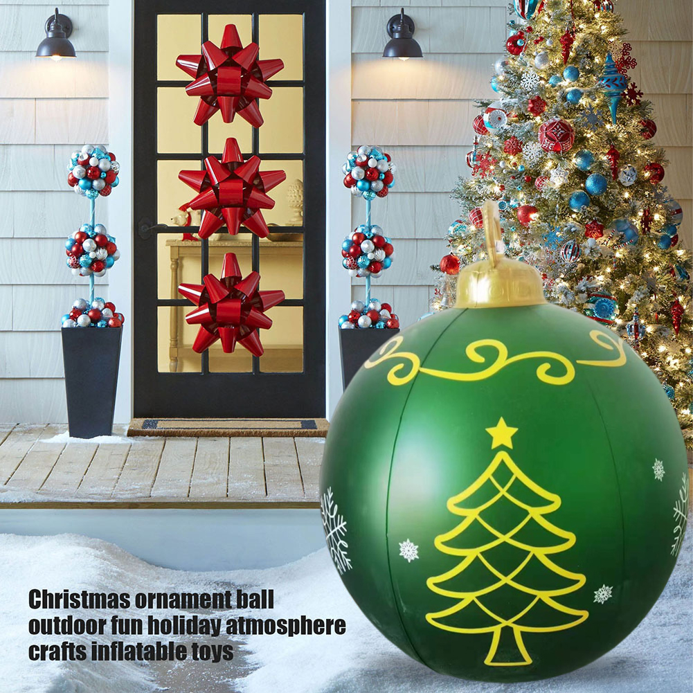 Tegooe 24 Inch LED Lighted Inflatable Christmas Ball - Giant PVC Outdoor Decor