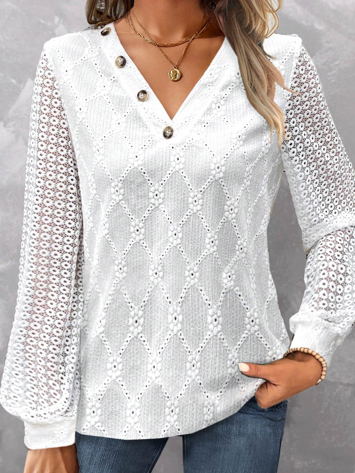 Women Long Sleeve V-neck Graphic Floral Printed Top