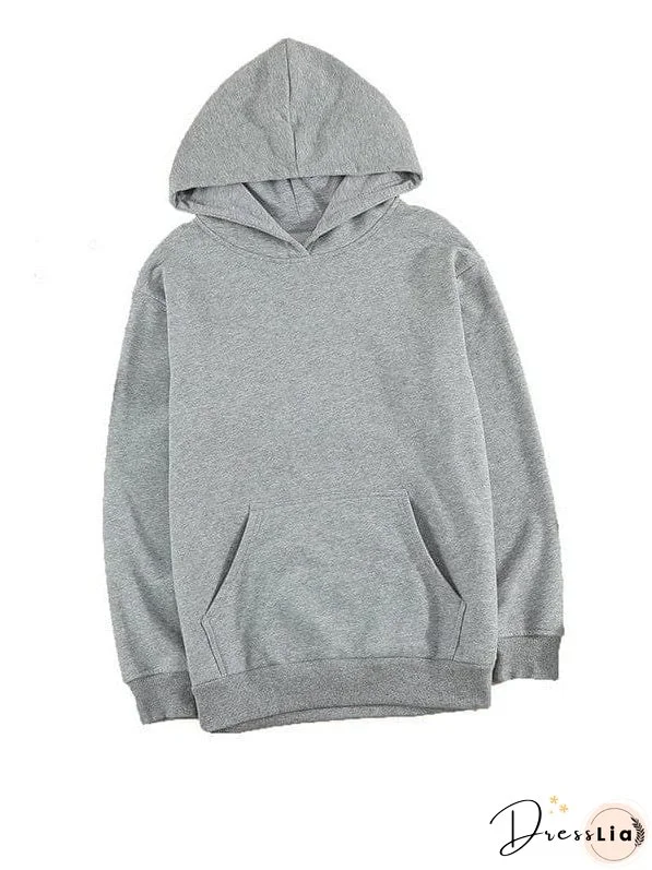 Solid Color Hooded Sweatshirt