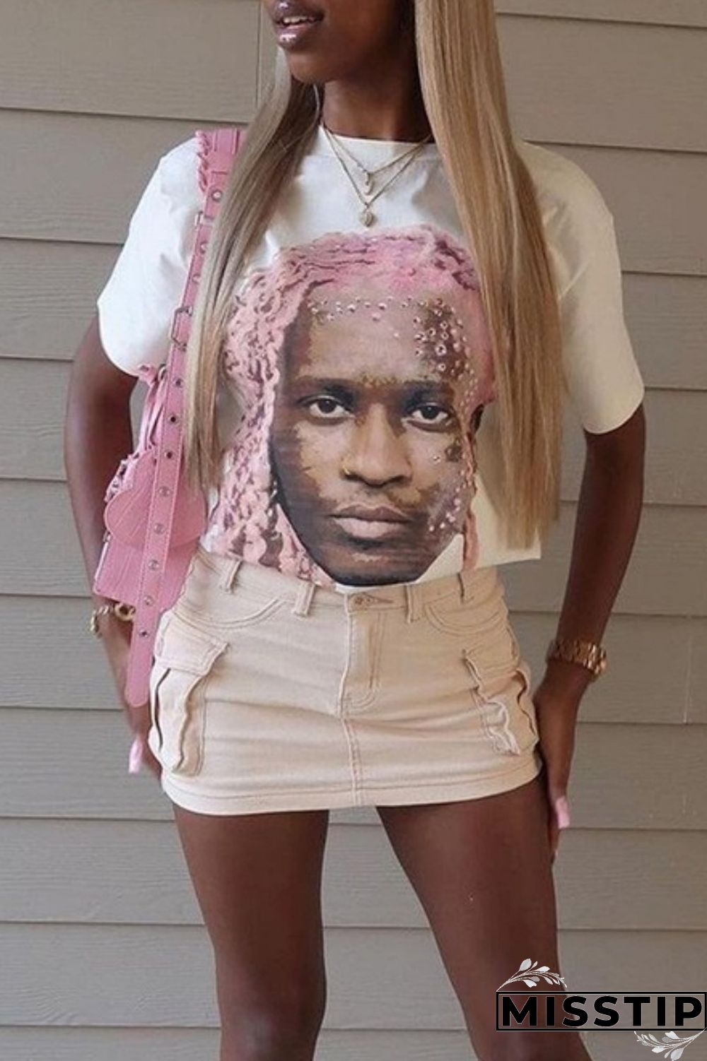 White Casual Print Basic O Neck T-Shirts (Subject To The Actual Object)