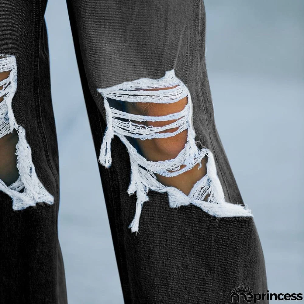 New Casual Jeans Wide Leg Pants with Holes