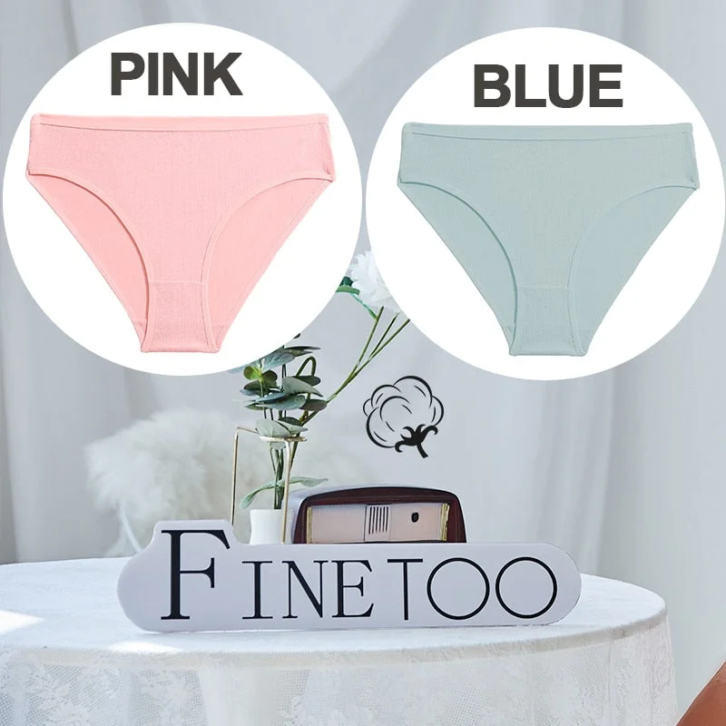 FINETOO 1/2PCS Sexy Panties Women Underwear Cotton Panties Female Underpants Solid Color Soft Woman Briefs M-XL Pantys Lingerie