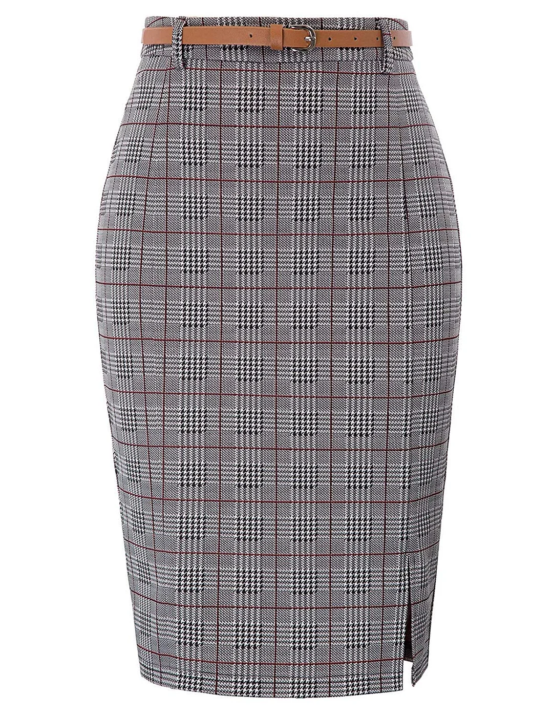 Pencil Skirt Women's Bodycon Pencil Skirt with Blet Solid Color Hip-Wrapped
