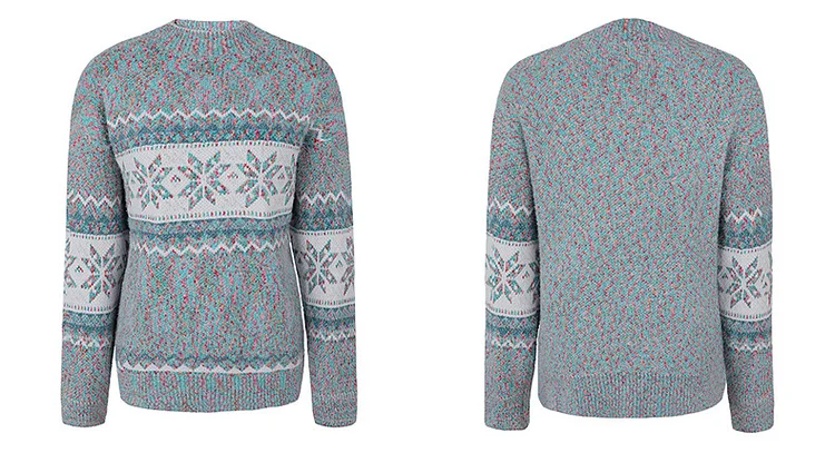 Retro Printed Knitted Christmas Half Neck Sweater - yankia