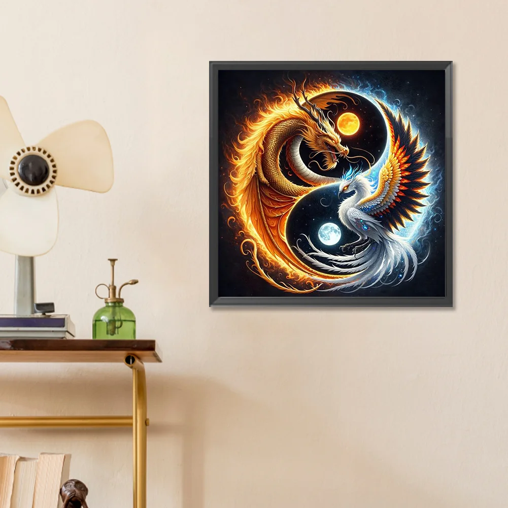 Diamond Painting - Full Round Drill - Yin Yang Dragon Phoenix(Canvas|30*30cm)
